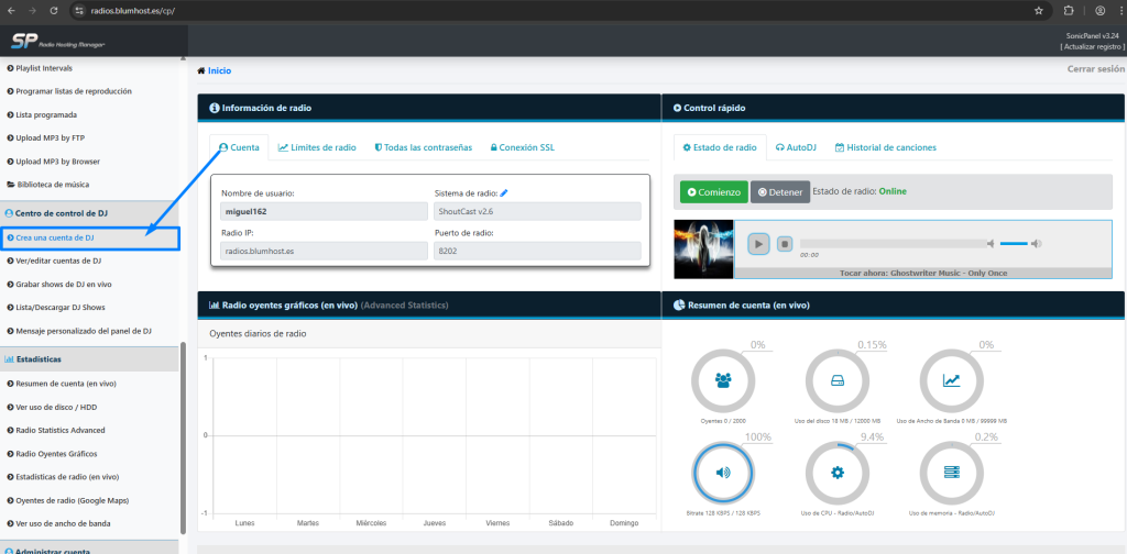 Apartado Crear Cuenta DJ SonicPanel