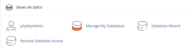 apartado base de datos cpanel blumhost