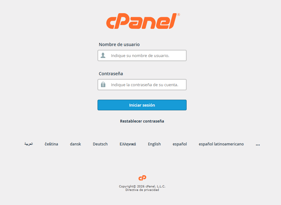Panel cpanel BlumHost